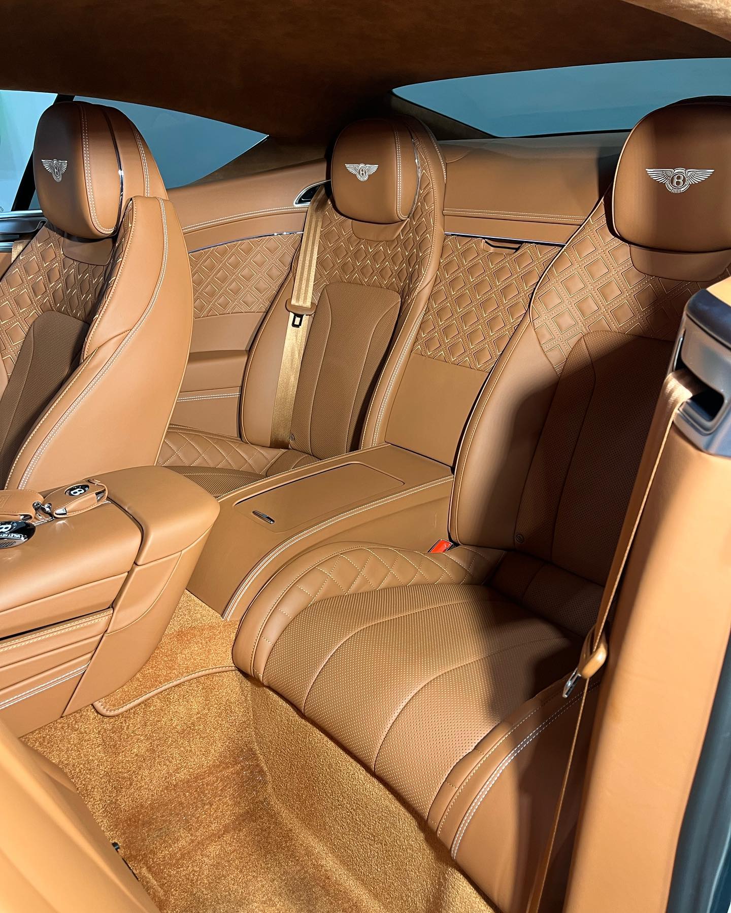 Bentley Continental GT rear cabin with diamond-quilted cognac leather