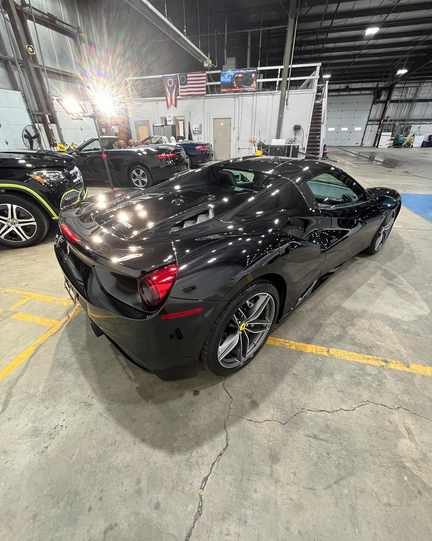 Ferrari 458 Italia rear three-quarter, showroom floor