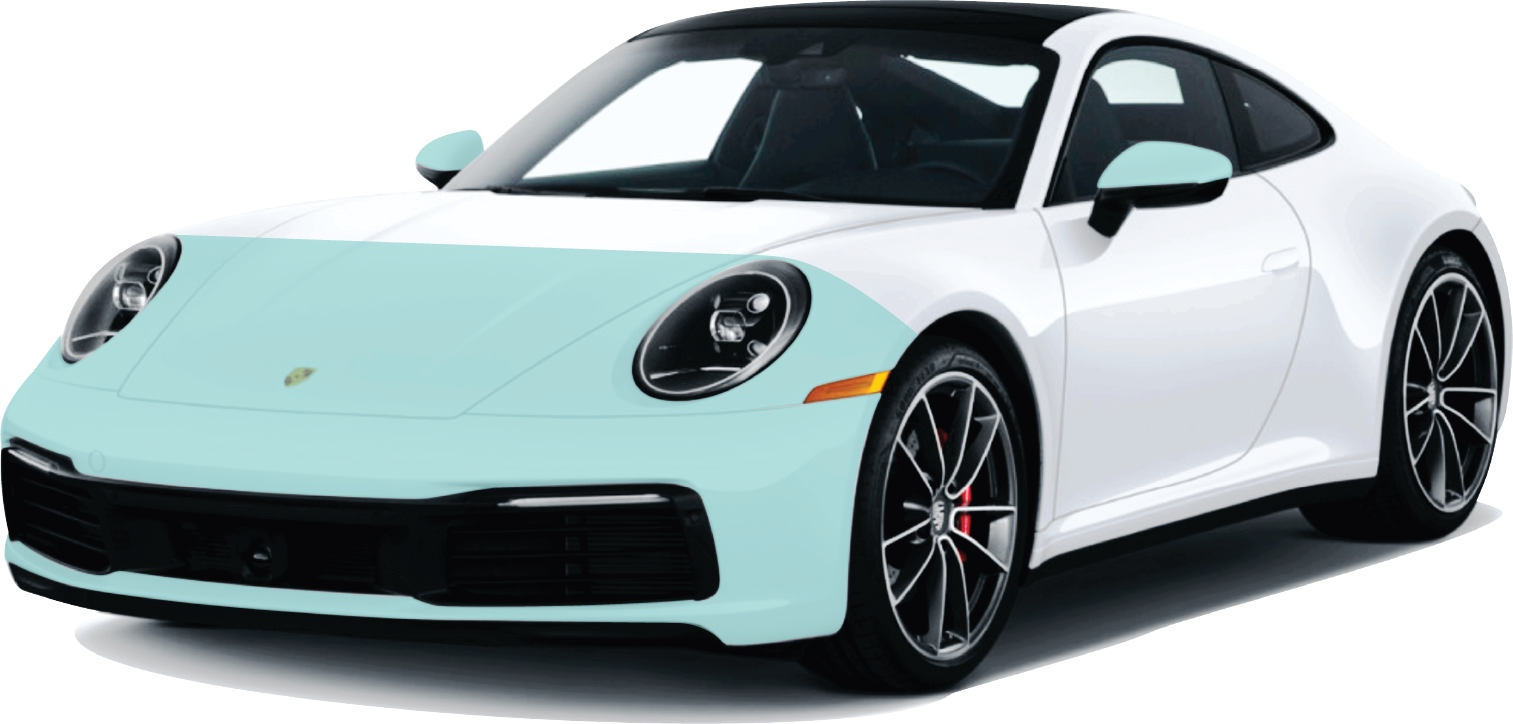 Partial Front PPF coverage shown on a Porsche 911