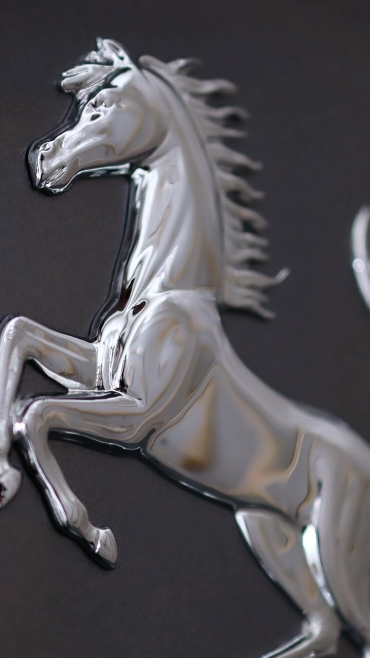 Ferrari prancing horse emblem close-up
