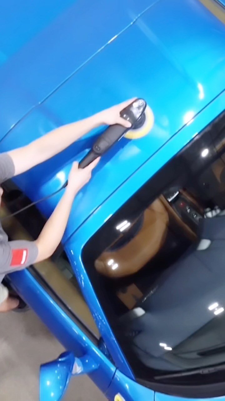 Ferrari 488 Spider in Blu Corsa - paint correction in progress